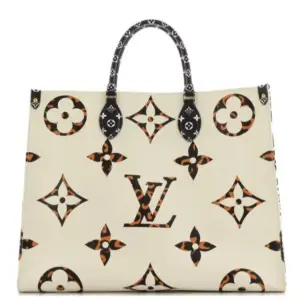 Louis Vuitton Onthego GM Jungle Series Orange/White Tote Bag (M44675)